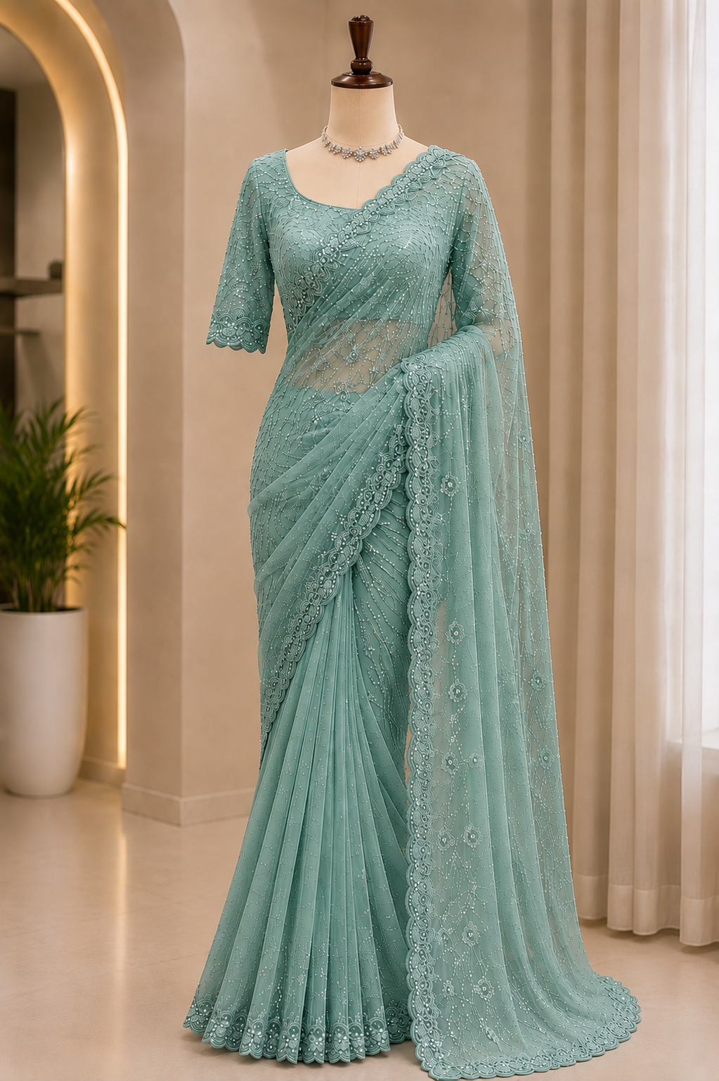 TIMELESS EMBROIDERED SAREE WITH UNSTITCHED BLOUSE