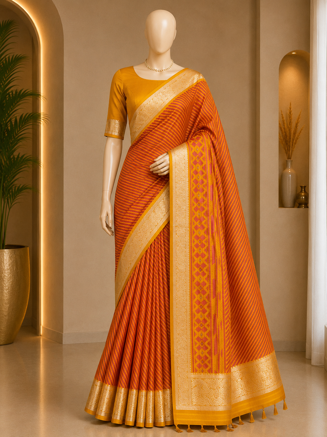 LEHERIYA DESIGNER SAREE WITH WOVEN BORDER