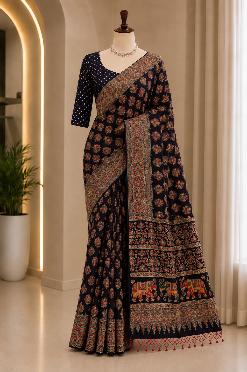 ROYAL HERITAGE PRINTED SAREE WITH UNSTITCHED BLOUSE