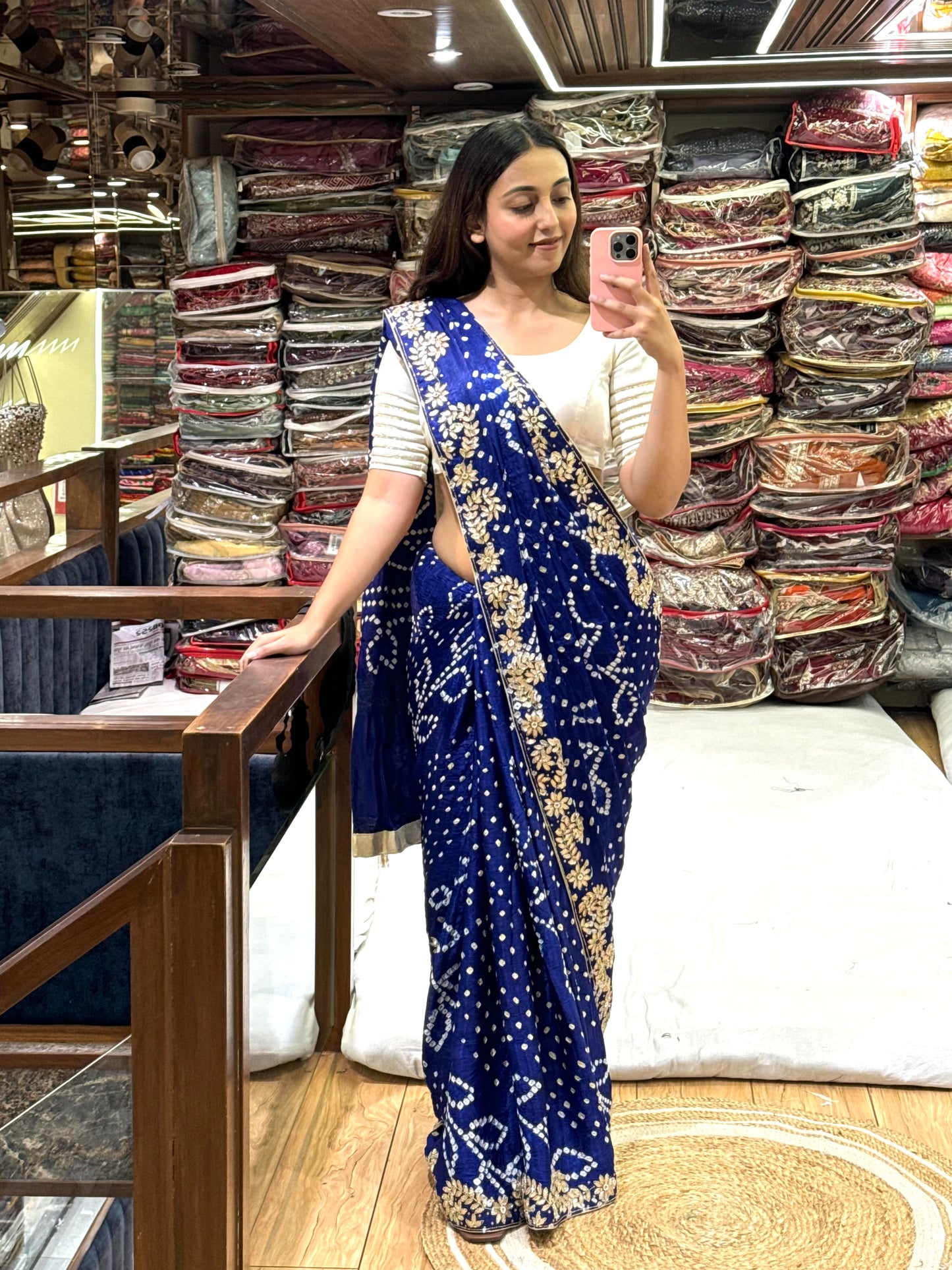 ROYAL BLUE BANDHEJ SAREE