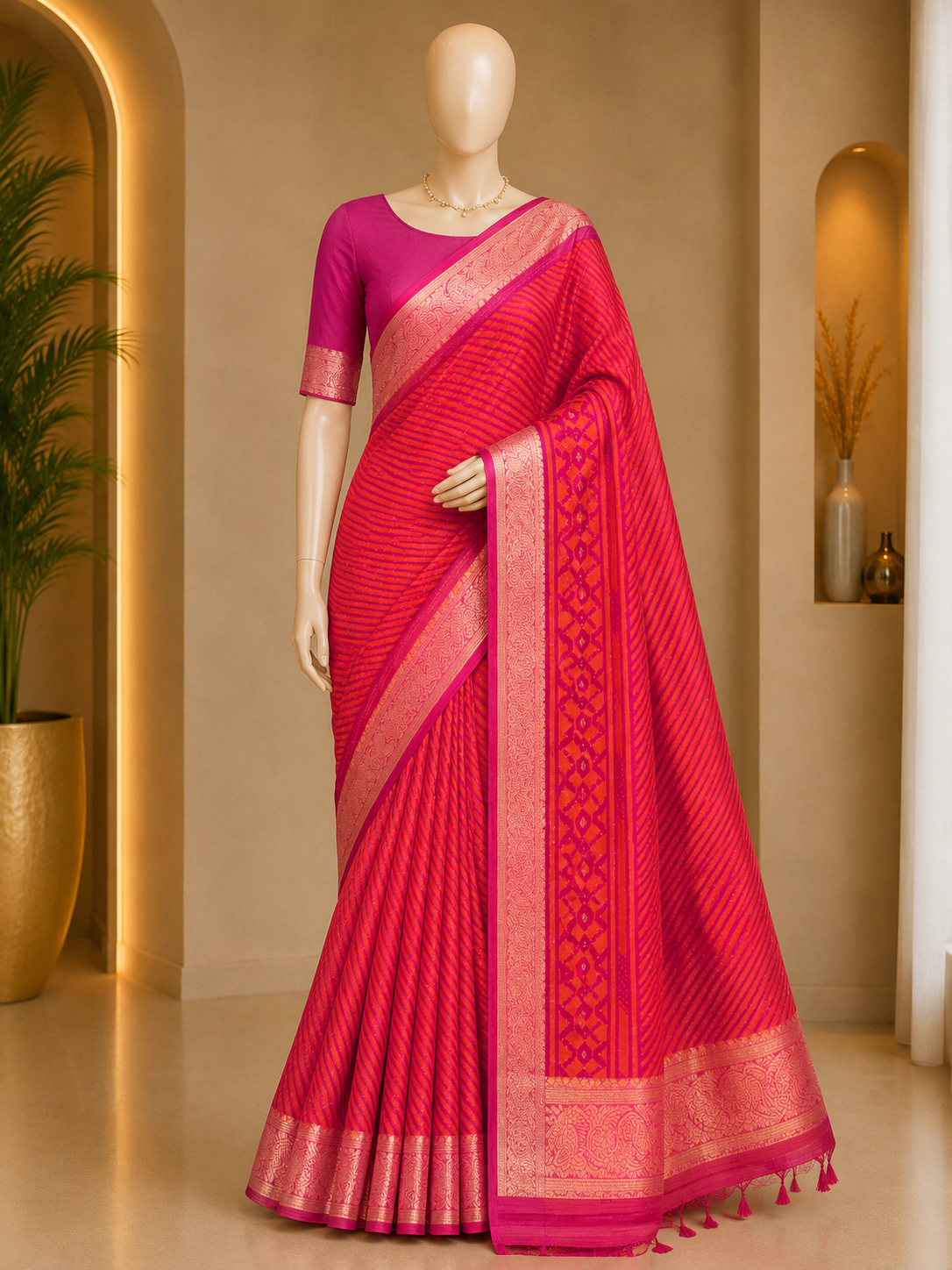 LEHERIYA DESIGNER SAREE WITH WOVEN BORDER