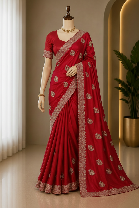 RED PAISLEY SAREE