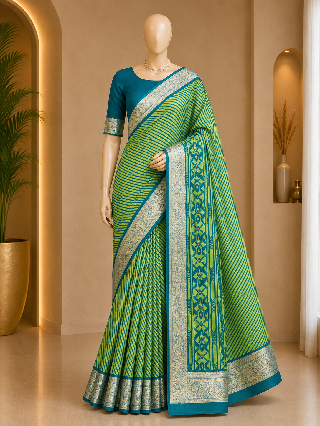 LEHERIYA DESIGNER SAREE WITH WOVEN BORDER
