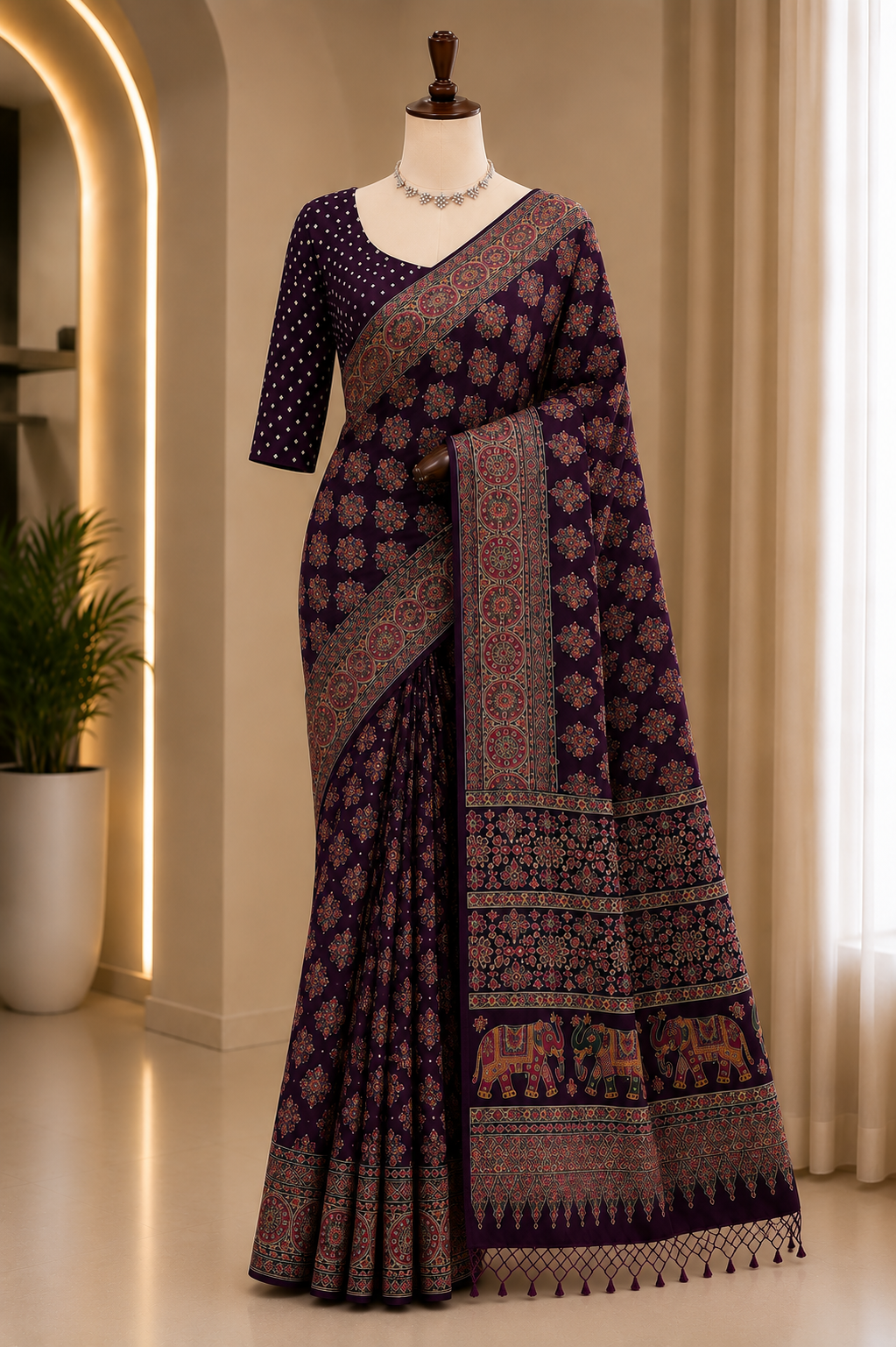 ROYAL HERITAGE PRINTED SAREE WITH UNSTITCHED BLOUSE