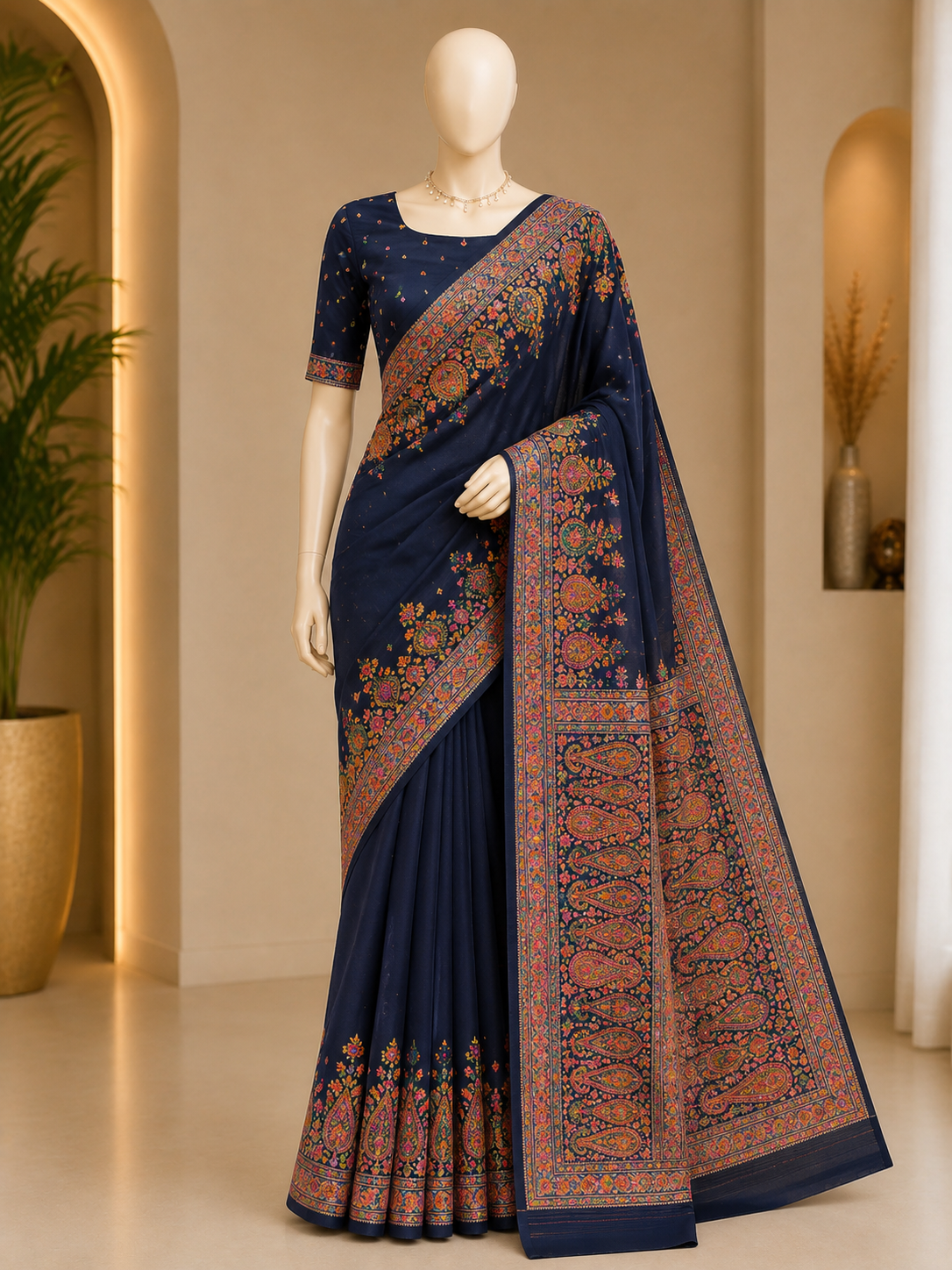 ELEGANT WOVEN SILK SAREE WITH INTRICATE PAISLEY BORDER