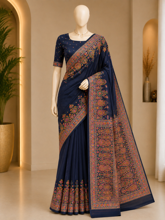 ELEGANT WOVEN SILK SAREE WITH INTRICATE PAISLEY BORDER