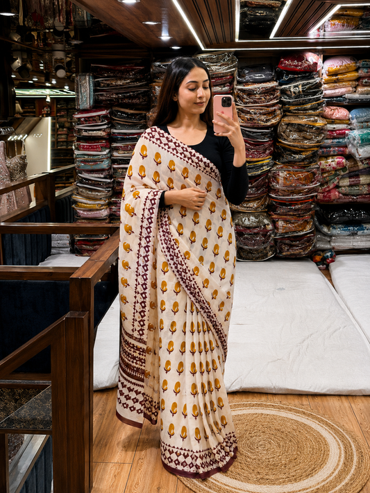 IVORY PAISLEY SAREE