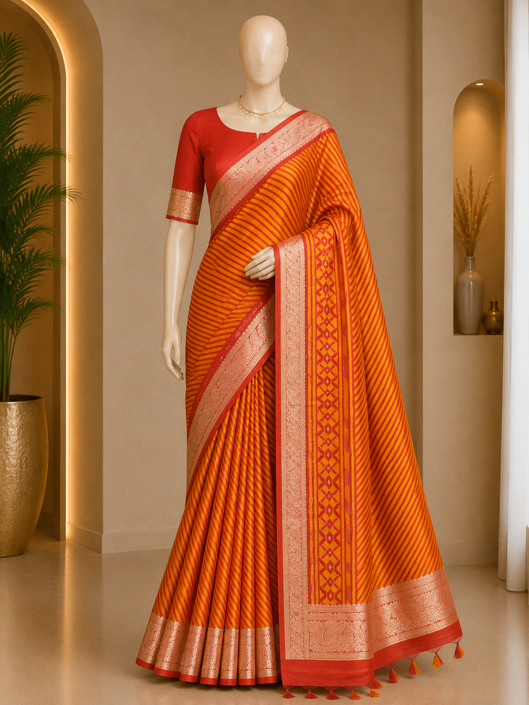 LEHERIYA DESIGNER SAREE WITH WOVEN BORDER