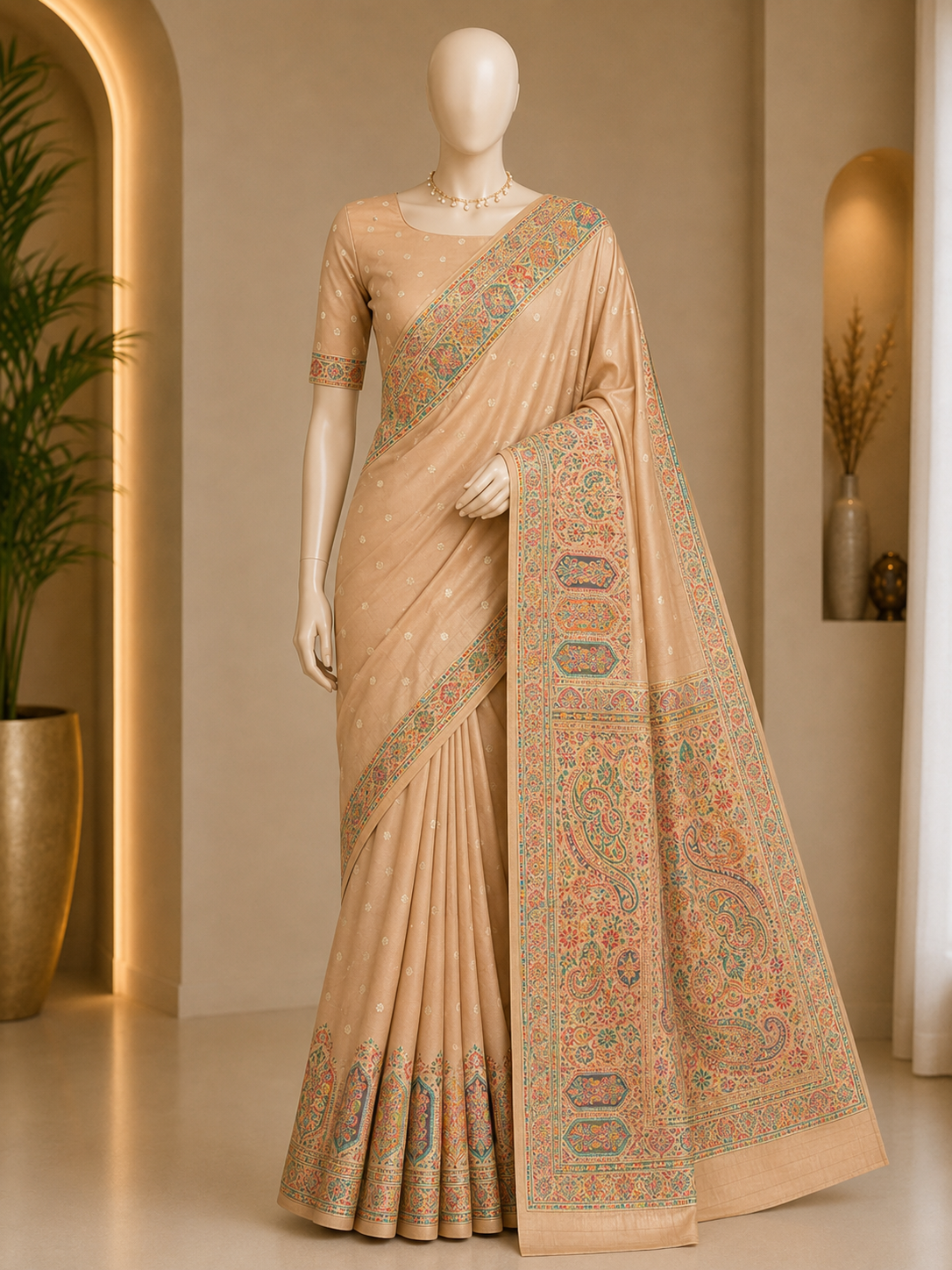 ELEGANT WOVEN SILK SAREE WITH INTRICATE PAISLEY BORDER