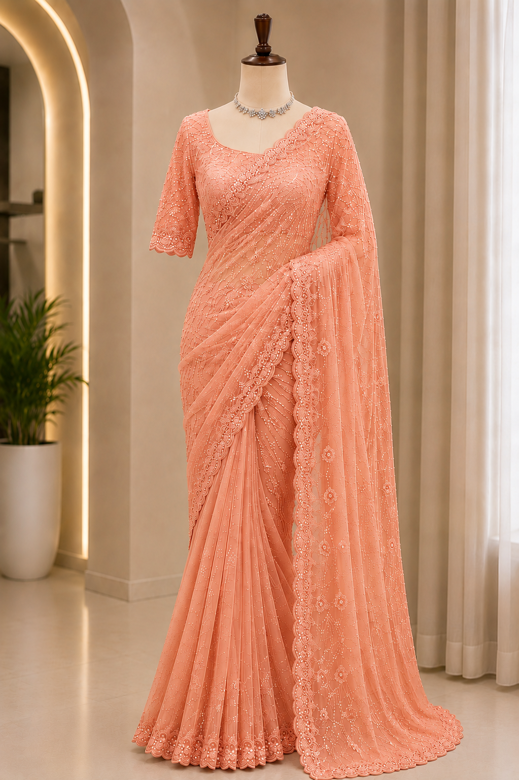 TIMELESS EMBROIDERED SAREE WITH UNSTITCHED BLOUSE