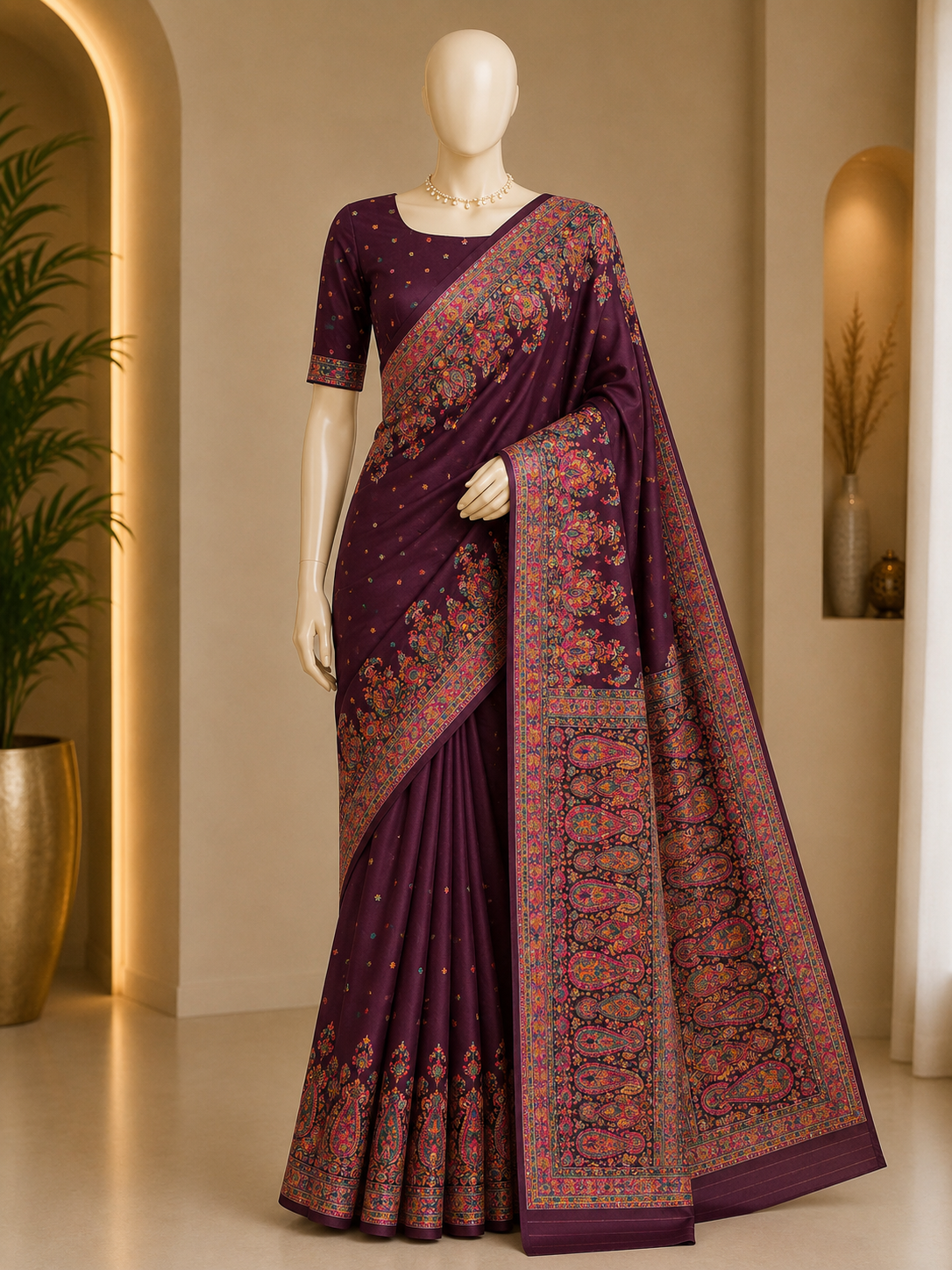 ELEGANT WOVEN SILK SAREE WITH INTRICATE PAISLEY BORDER