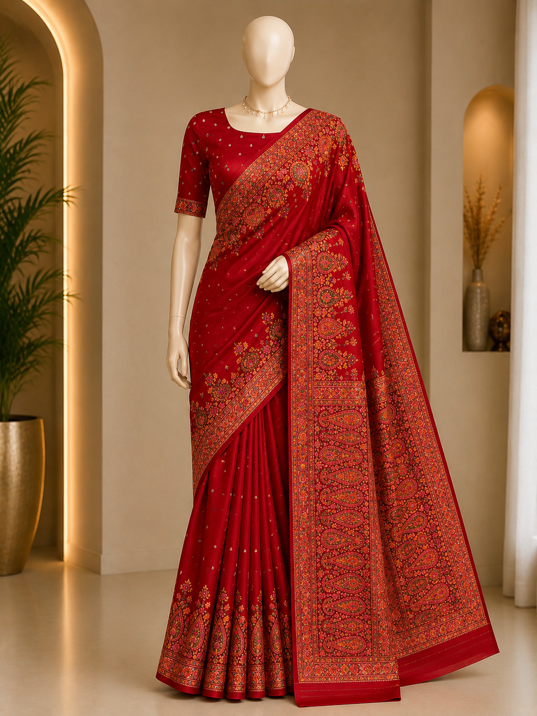ELEGANT WOVEN SILK SAREE WITH INTRICATE PAISLEY BORDER