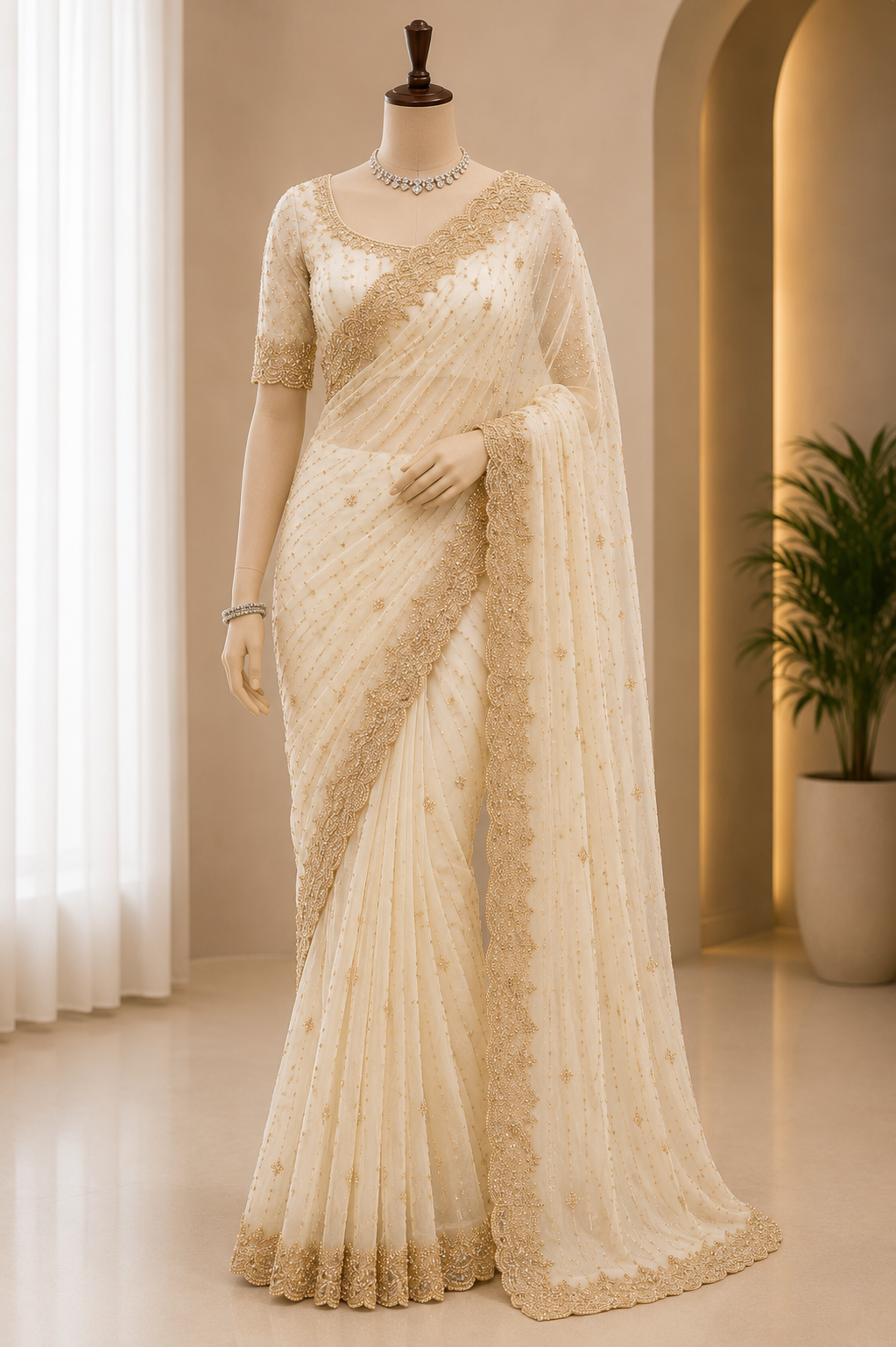 ELEGANT DESIGNER EMBROIDERED SAREE WITH UNSTITCHED BLOUSE