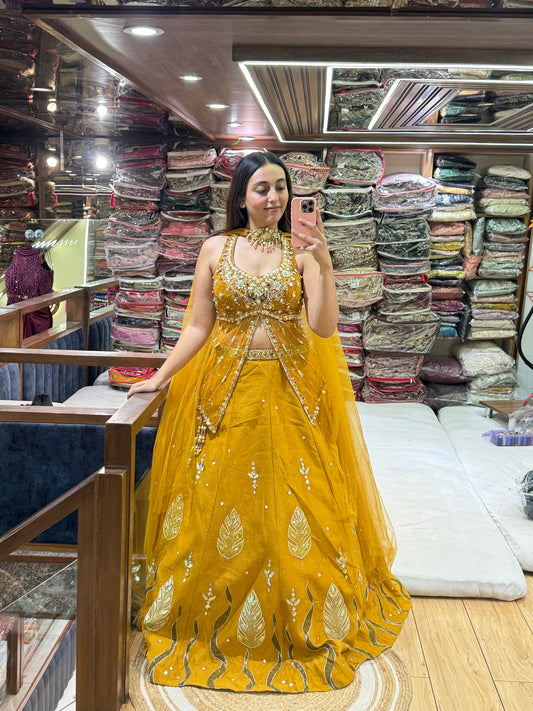 MUSTARD HALTER PDP LEHENGA
