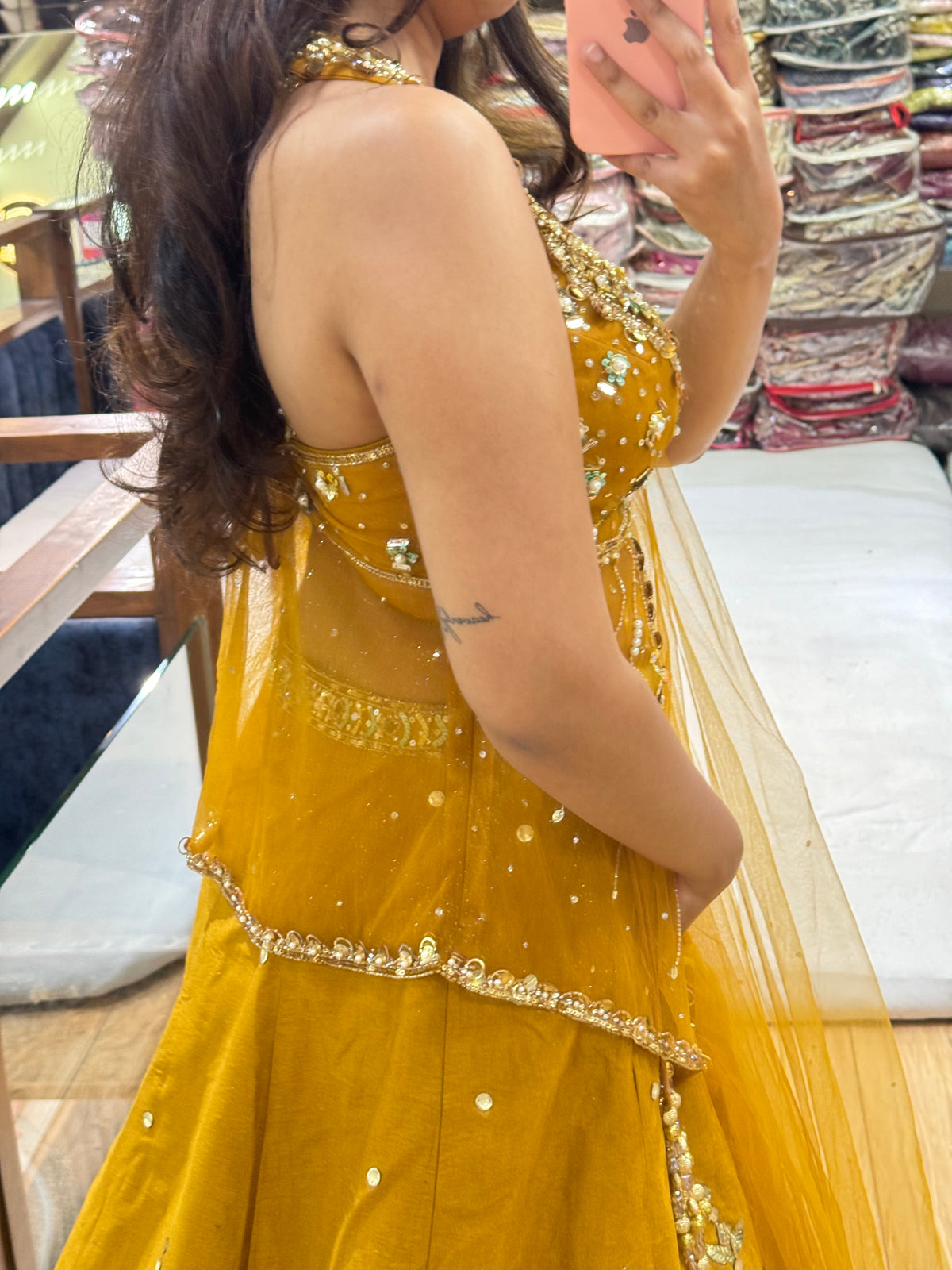 MUSTARD HALTER PDP LEHENGA