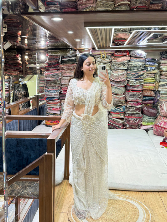 IVORY PRE DRAPE SAREE