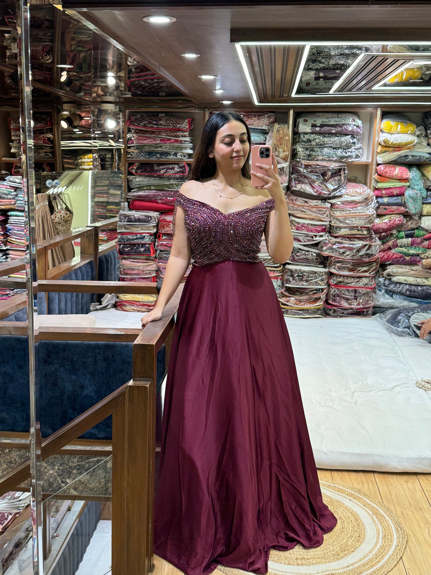 BEADED SATIN GOWN