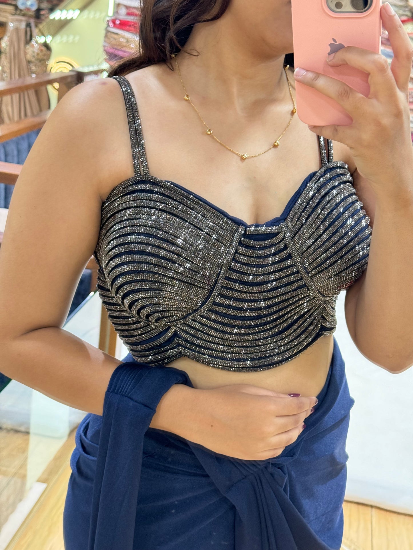 NAVY BLUE DRAPE SAREE