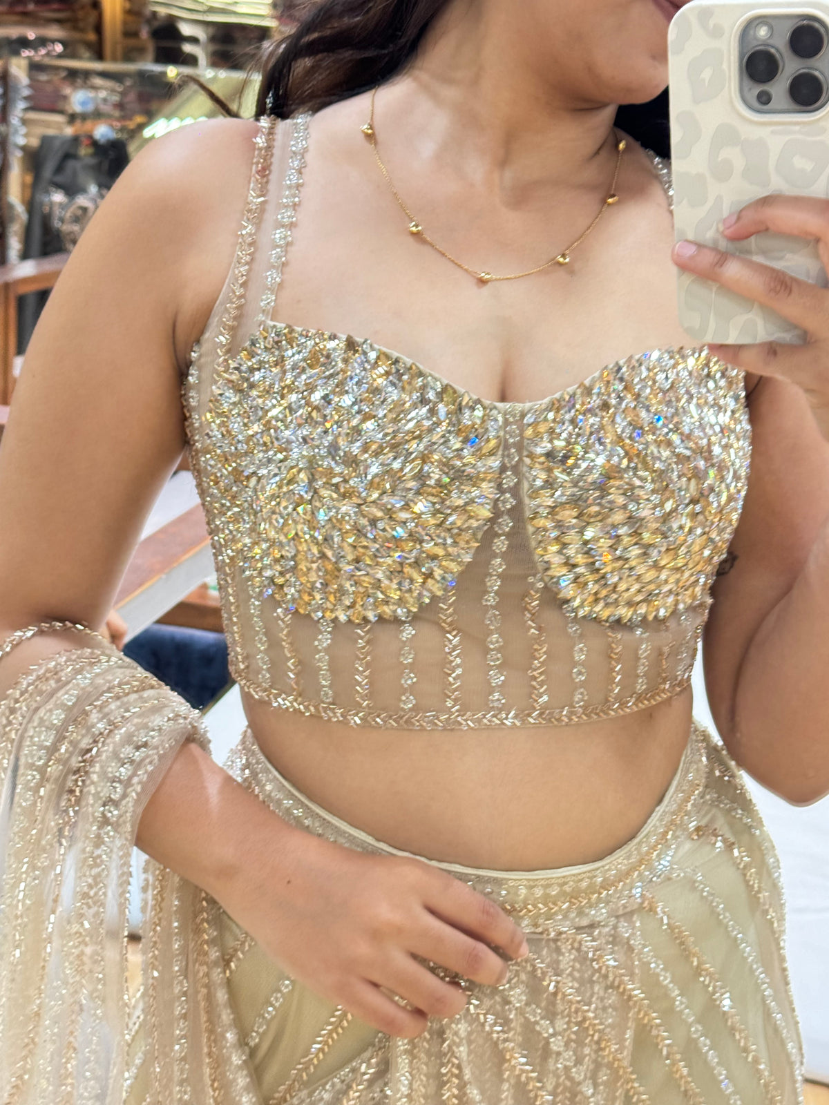 GOLD CRYSTAL PRE DRAPED SAREE