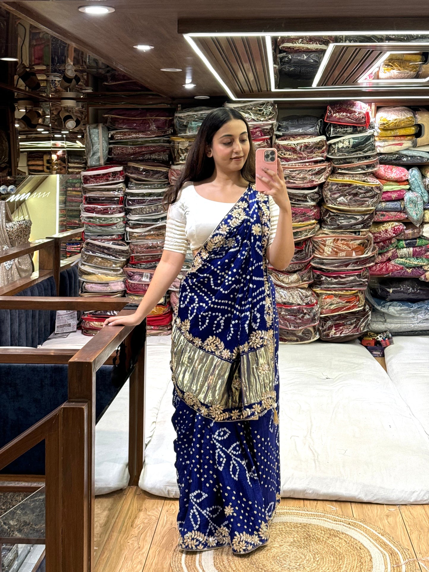 ROYAL BLUE BANDHEJ SAREE