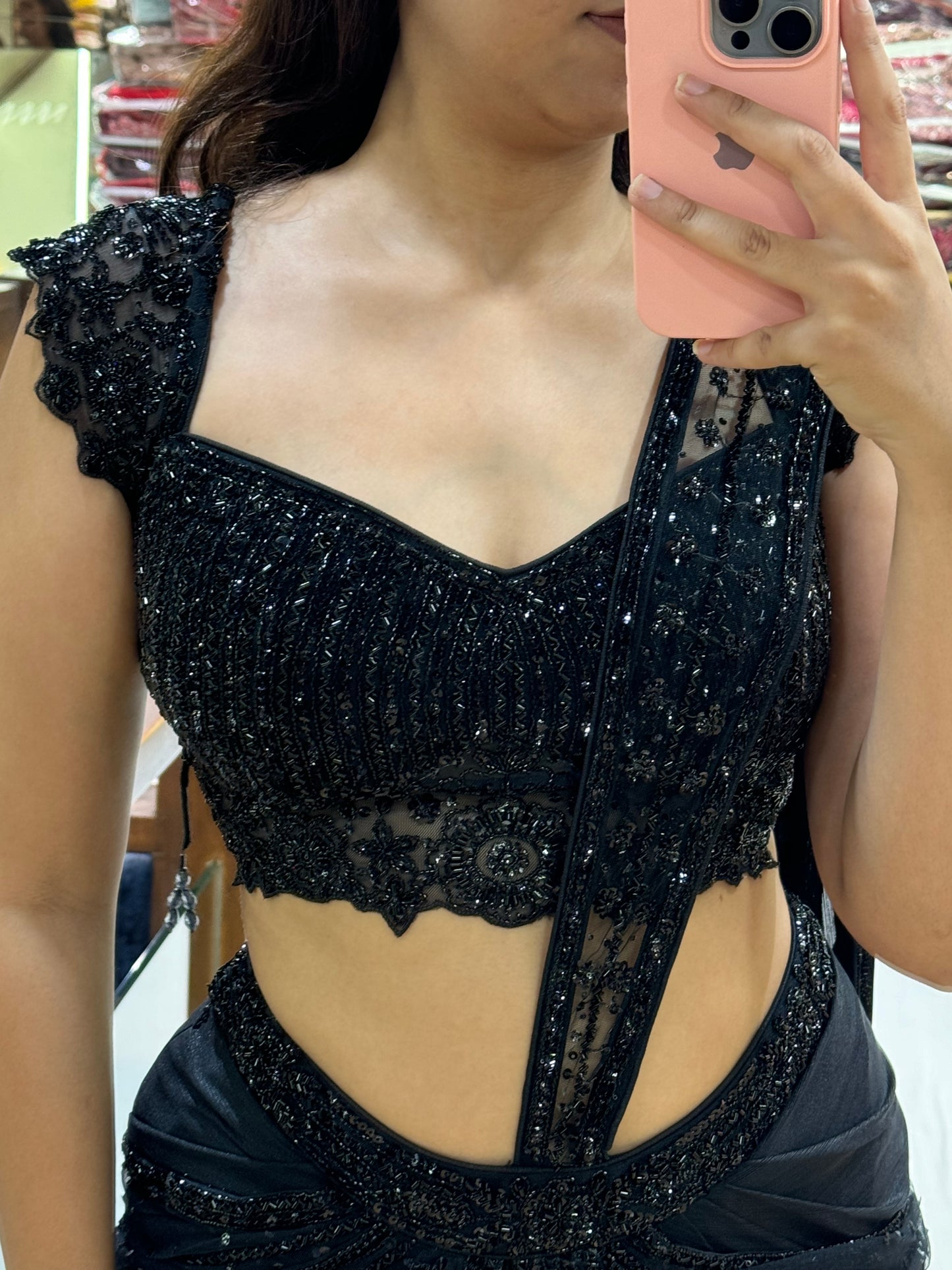 BOLD BLACK PRE-DRAPED SAREE