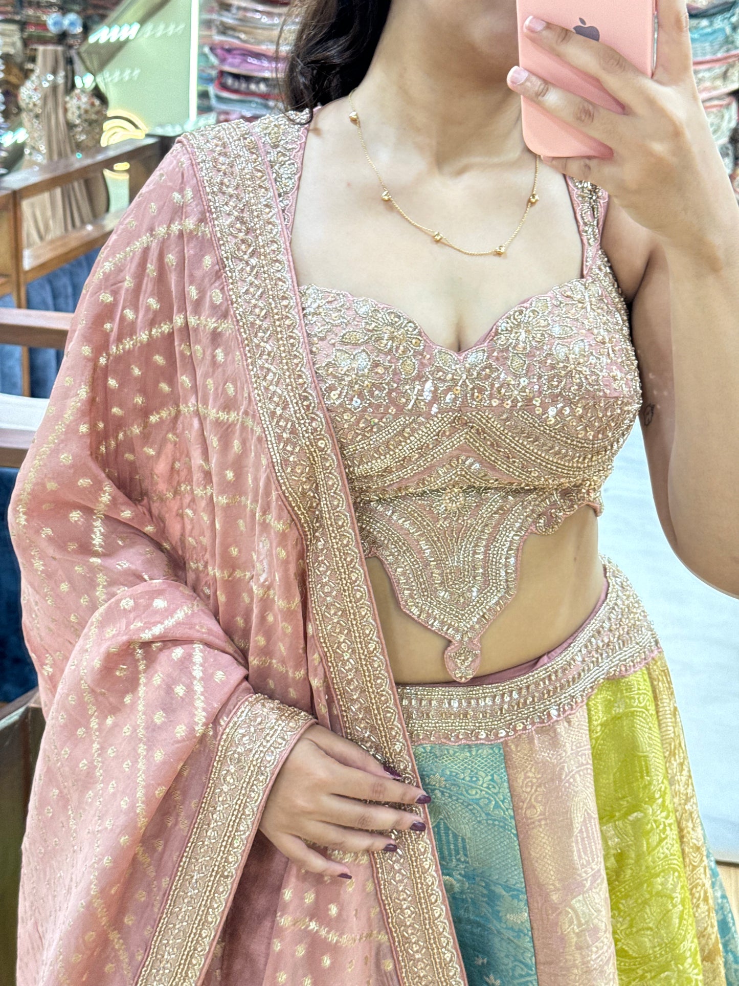 KINKHAB MULTI PANEL LEHENGHA