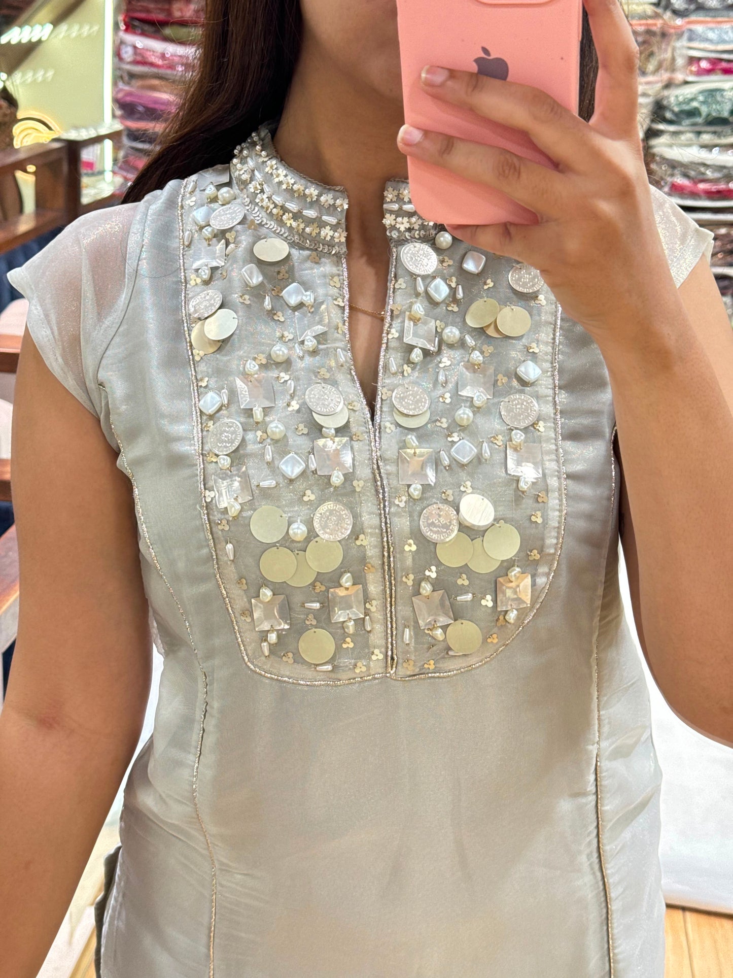 GLASS TISSUE KURTA SET